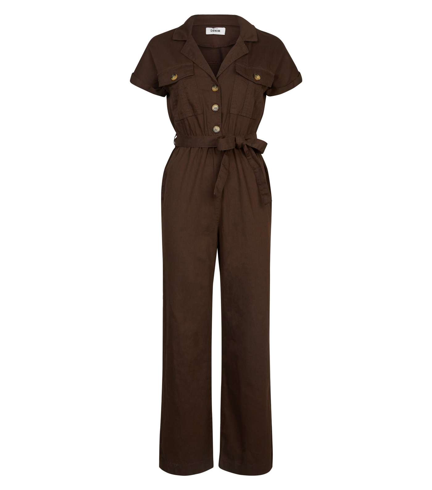 Dark Brown Denim Culotte Jumpsuit Image 4