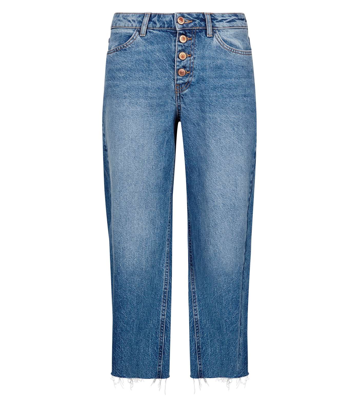 Blue Pocket Front Wide Leg Cropped Jeans Image 4