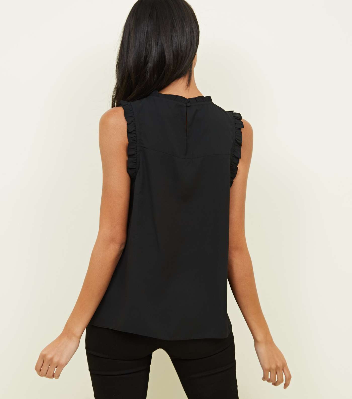Black Lace Front Frill Sleeve Top Image 3