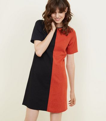 red and black tunic dress