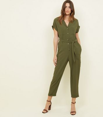 new look khaki playsuit