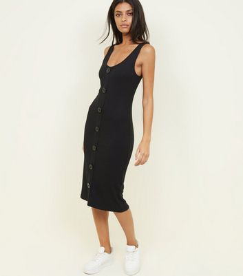 new look black ribbed dress