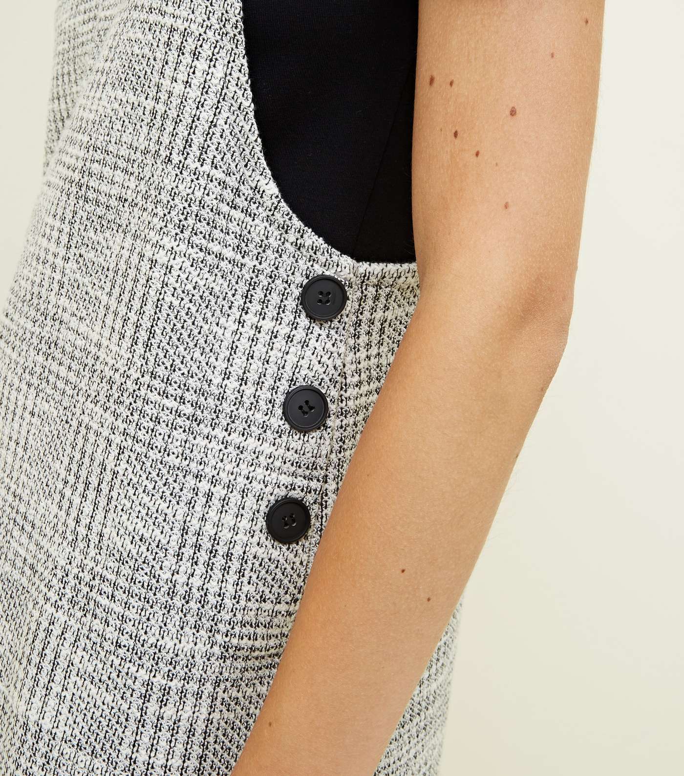 Grey Check Button Side Pinafore Dress  Image 4
