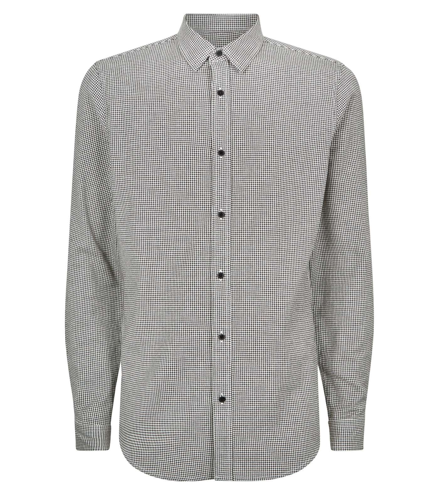 Light Grey Houndstooth Check Long Sleeve Shirt Image 4