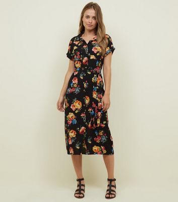 new look floral shirt dress