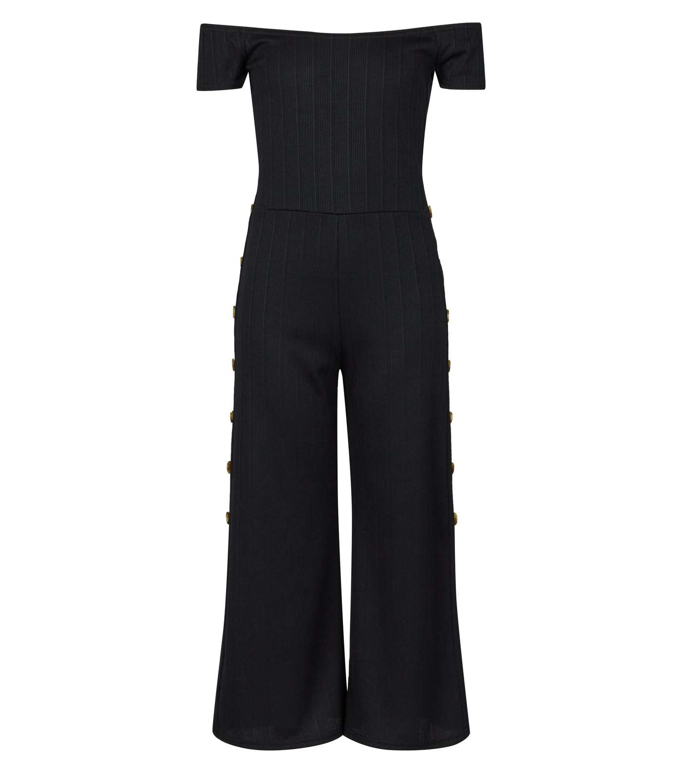 Girls Black Ribbed Button Side Jumpsuit  Image 4
