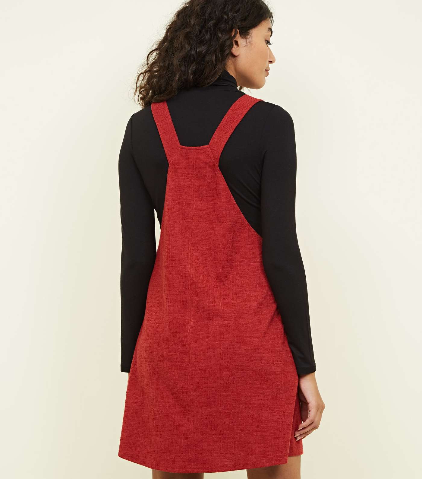 Red Round Buckle Pinafore Dress Image 3