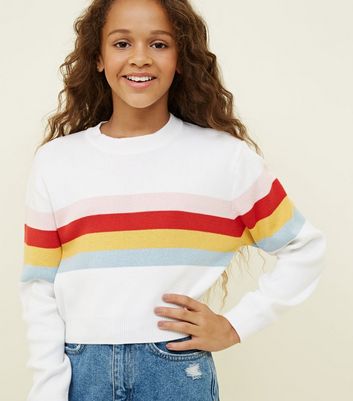 white rainbow sweater