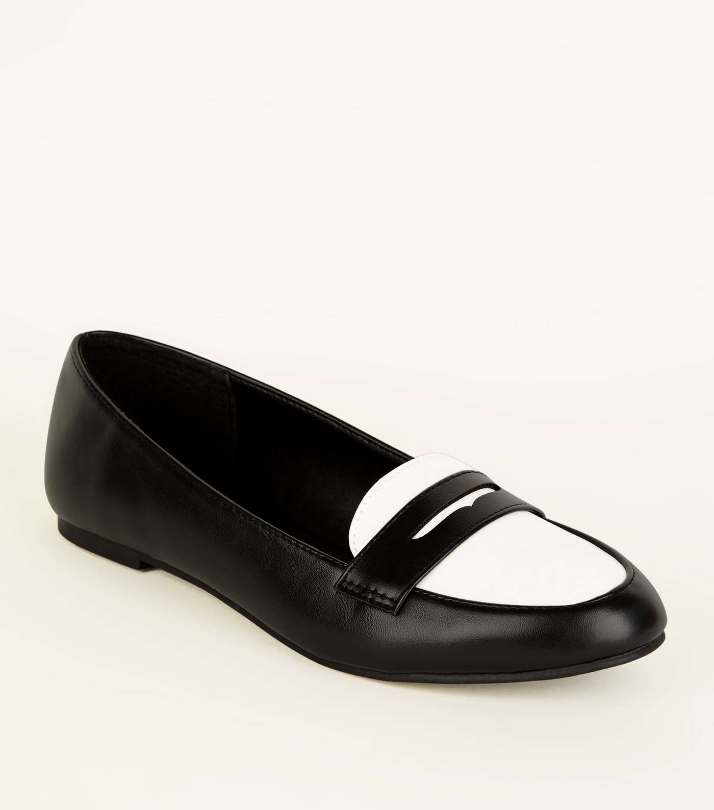 Monochrome Leather-Look Penny Loafers