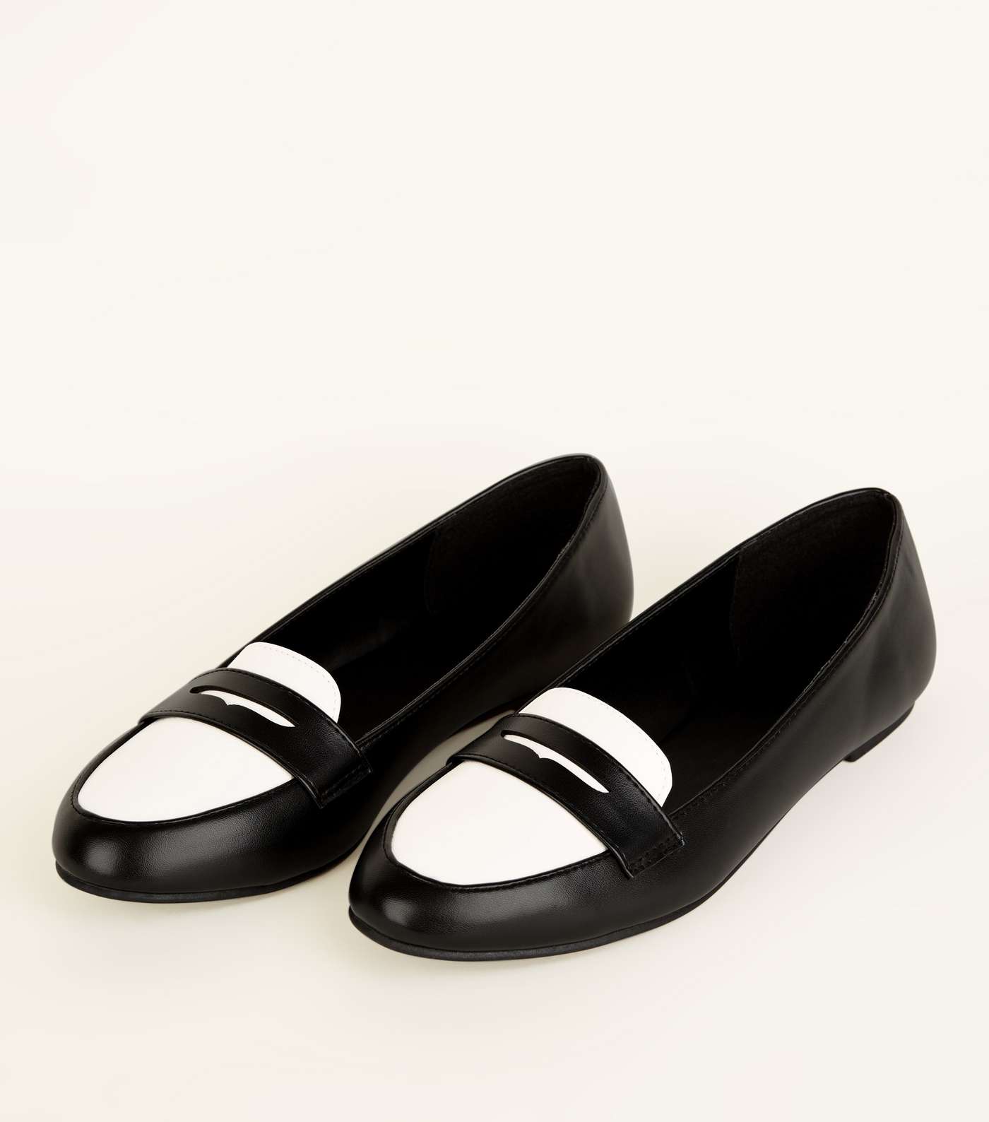 Monochrome Leather-Look Penny Loafers Image 3