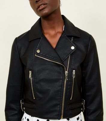 cropped leather jacket new look