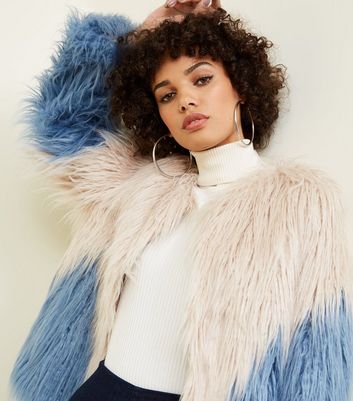 colour block faux fur jacket