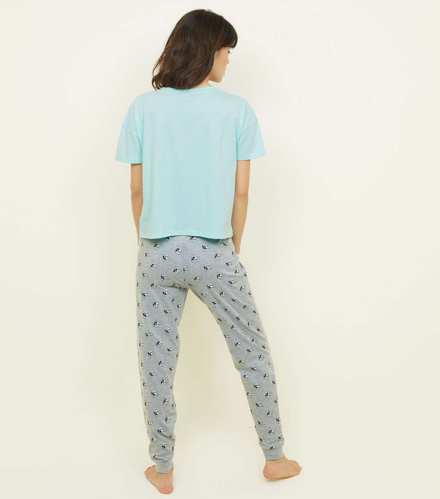 Green Bulldog Print T-Shirt and Trousers Pyjama Set Image 2