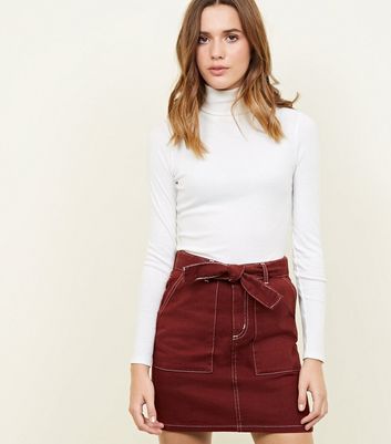 red denim skirt new look