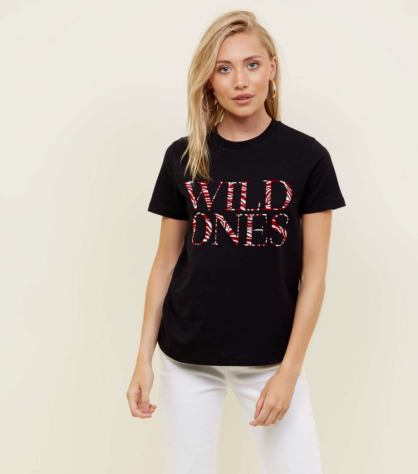 Petite Black Wild Ones Slogan T-Shirt