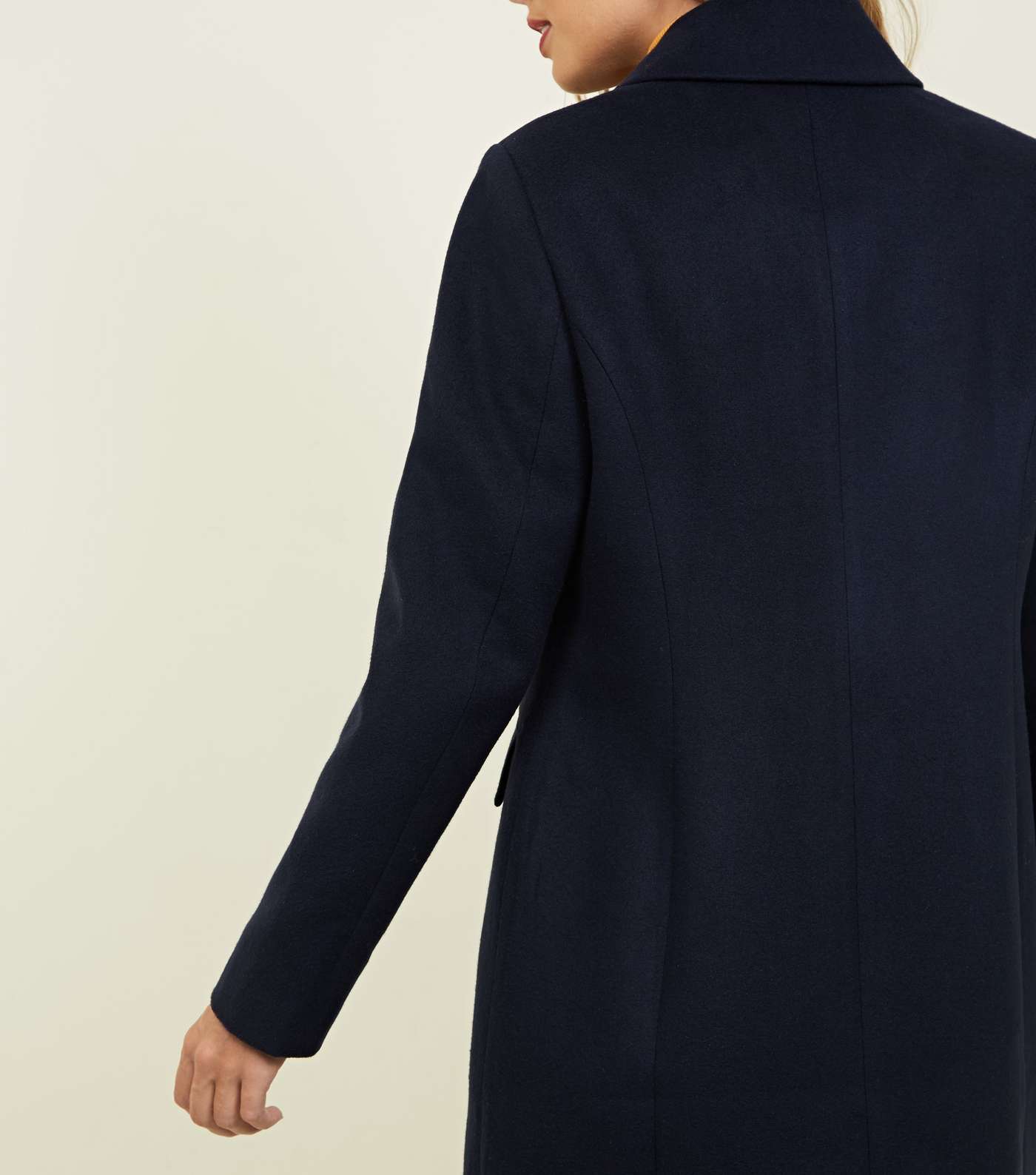 Navy Double Breasted Longline Coat Image 3