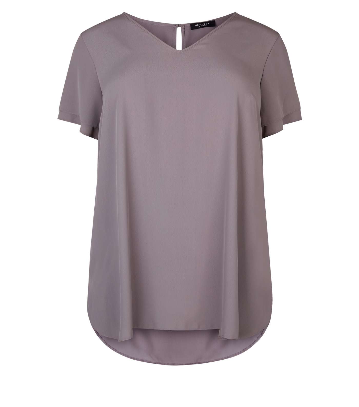 Curves Grey Tiered Sleeve Tunic Top Image 4