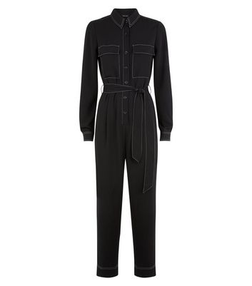 womens black one piece fitted jumpsuit