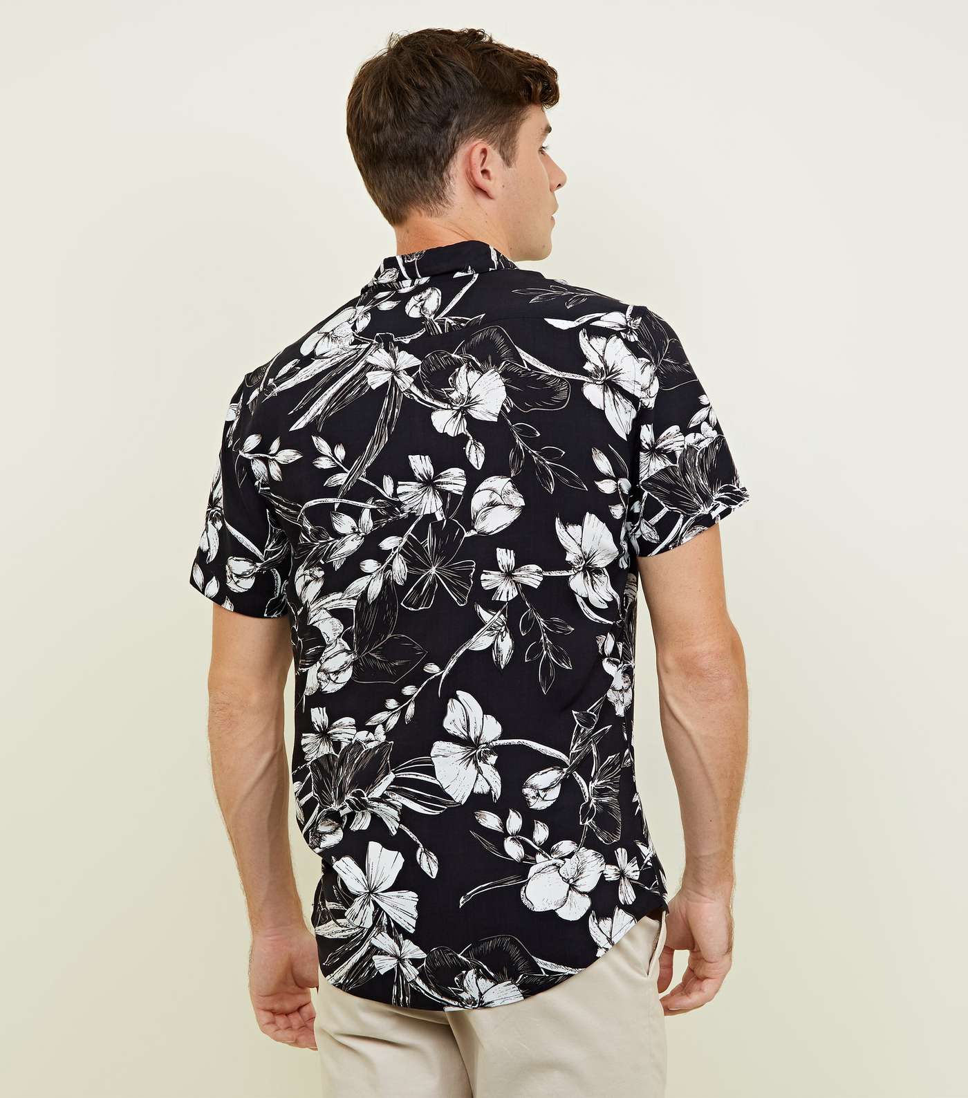 Navy Floral Short Sleeve Shirt Image 3