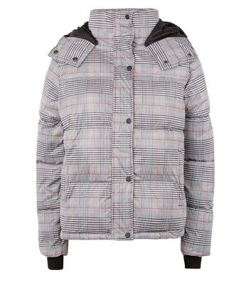 checkered puffer jacket