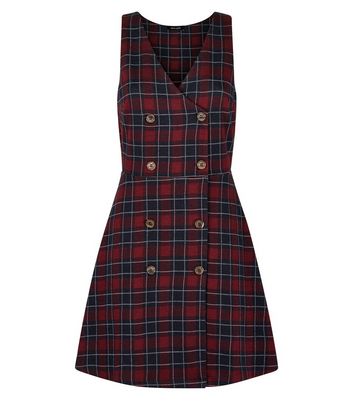 red checked dress new look