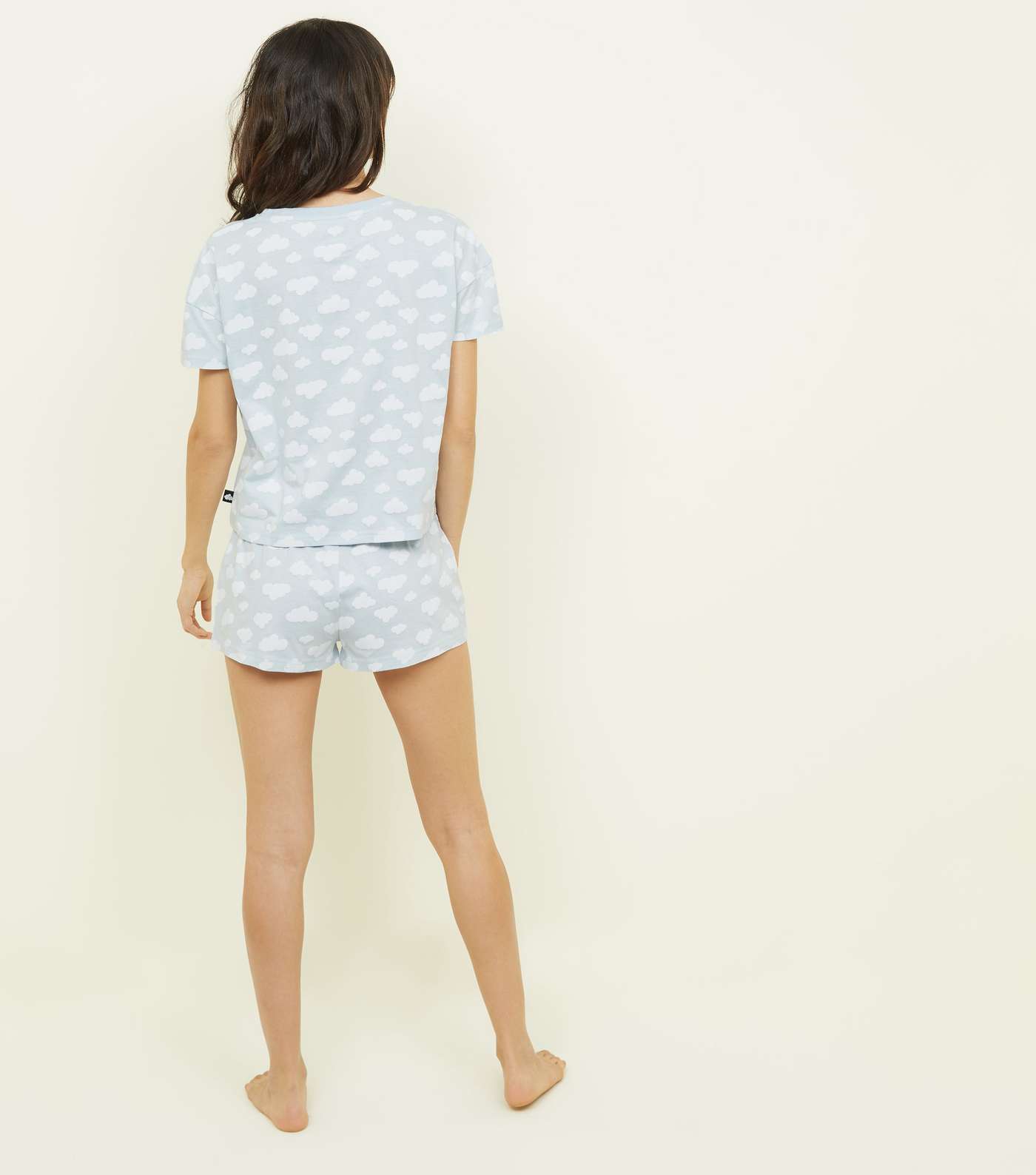 Pale Blue Cloud Print T-Shirt and Shorts Pyjama Set Image 2