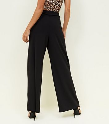 Black Pintuck Wide Leg Trousers | New Look