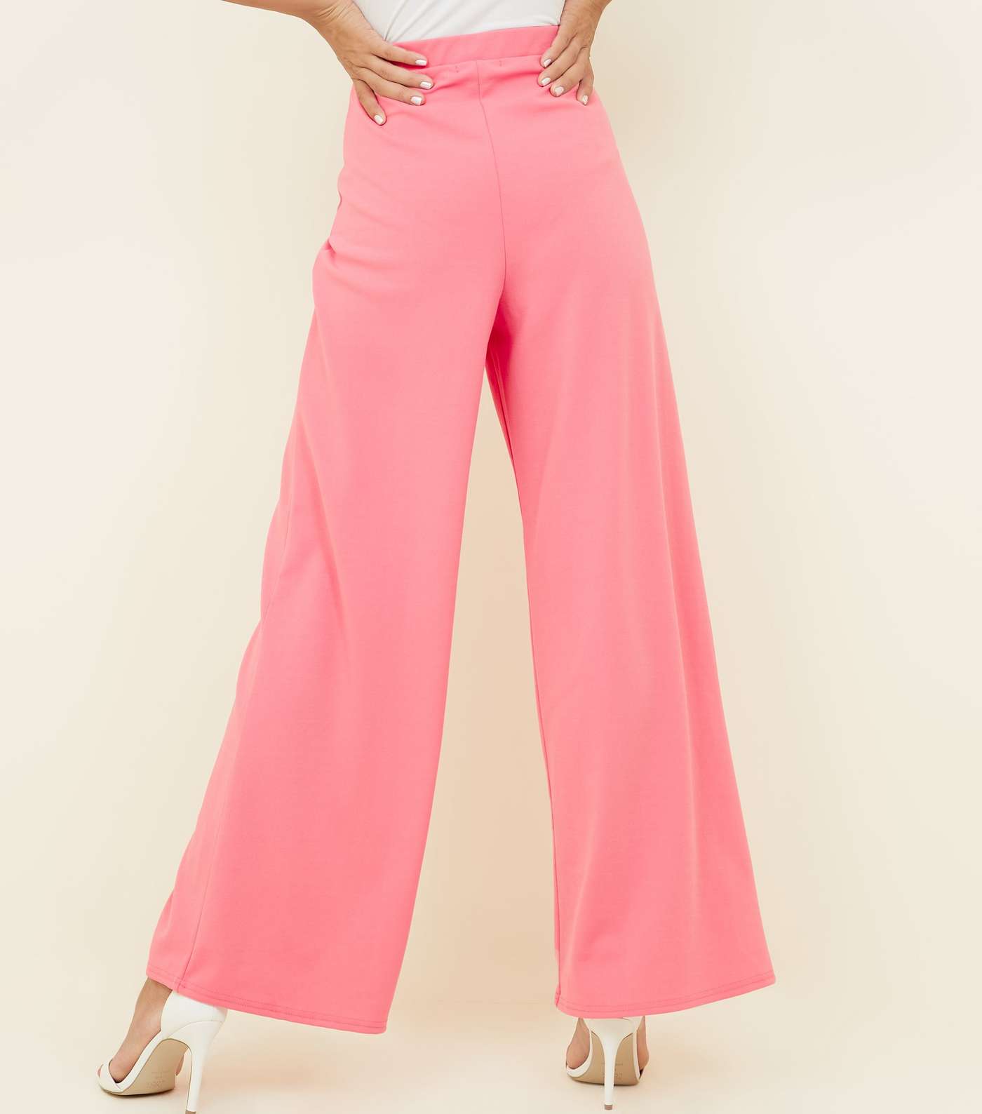 Bright Pink Pintuck Wide Leg Trousers Image 3