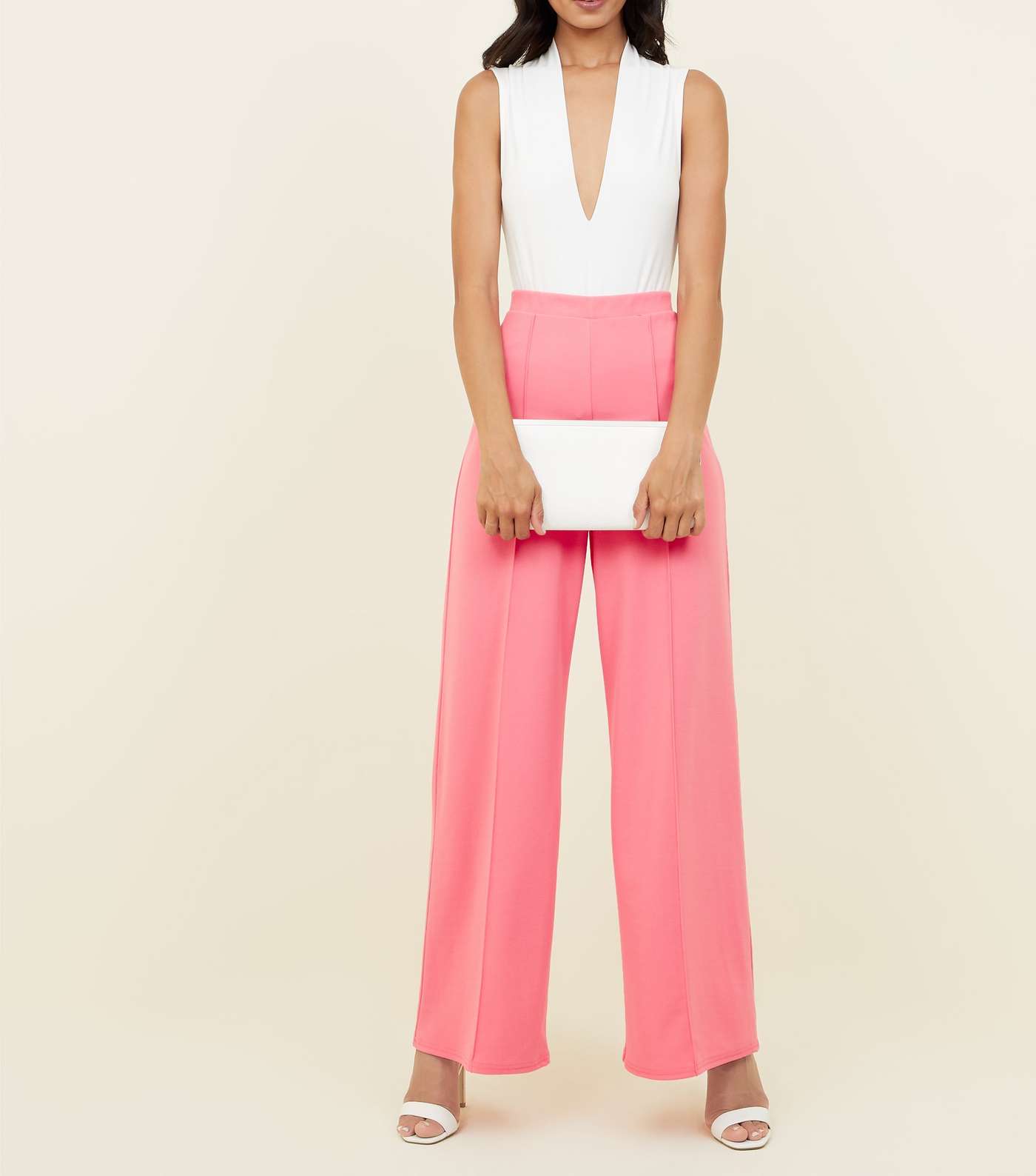 Bright Pink Pintuck Wide Leg Trousers Image 5