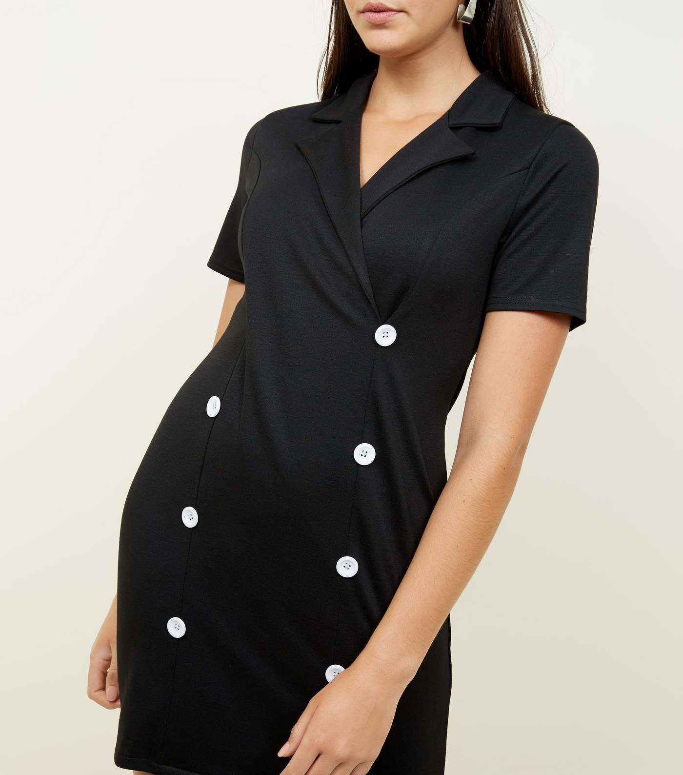 Black Double Breasted Short Sleeve Dress Image 5