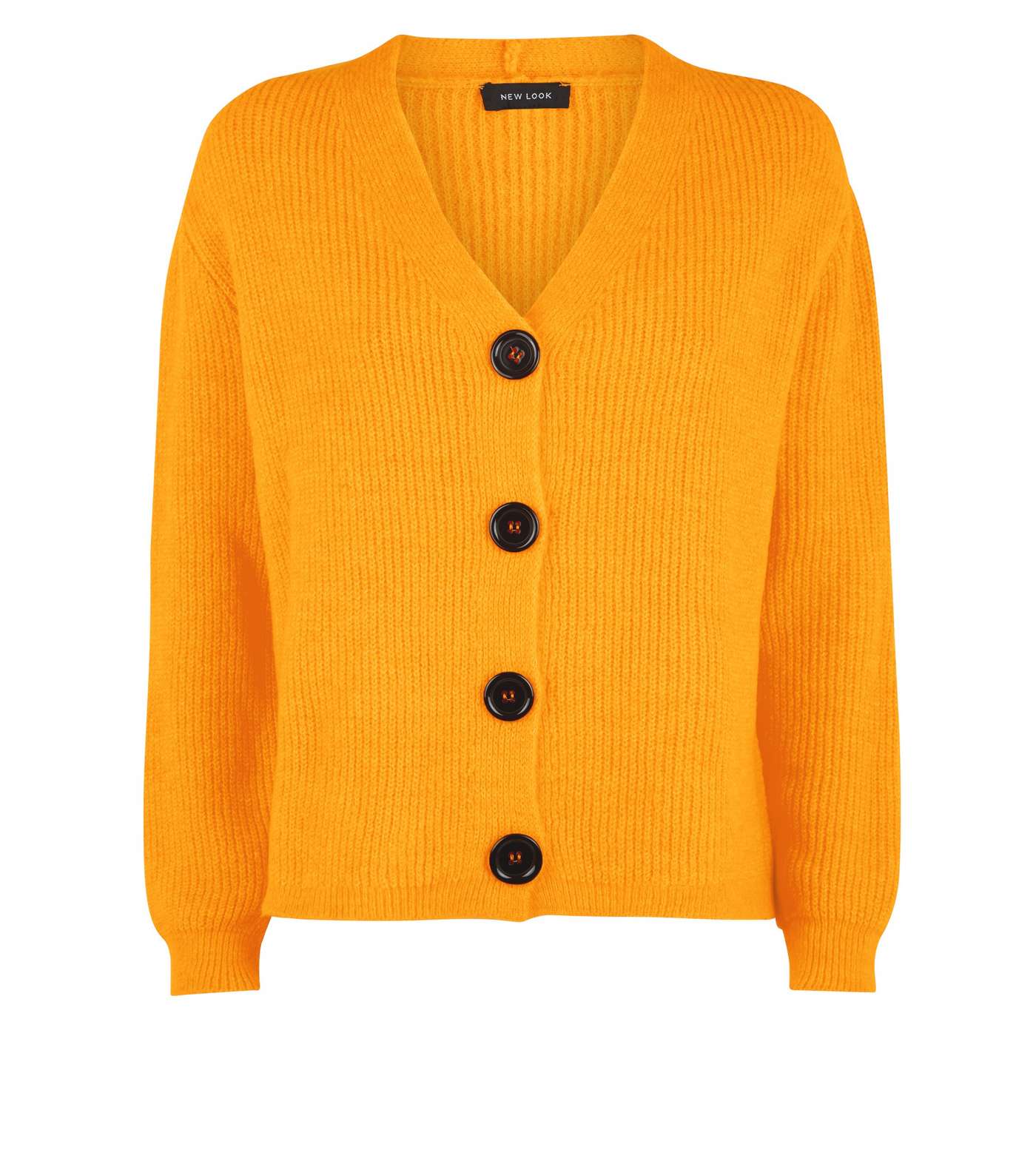 Bright Orange Rib Knit Button Through Cardigan Image 4