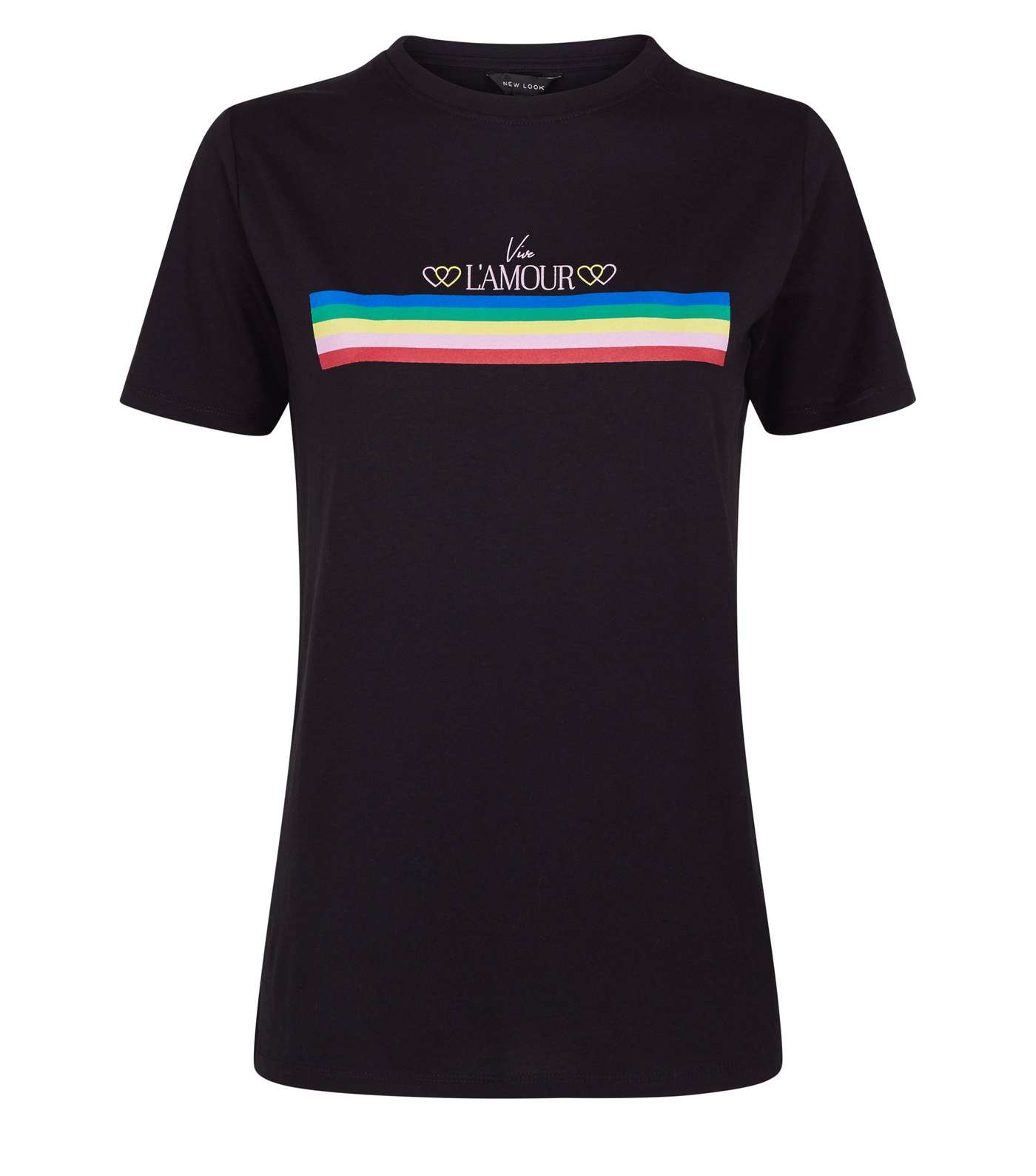 Black L'Amour Rainbow Slogan T-shirt  Image 4