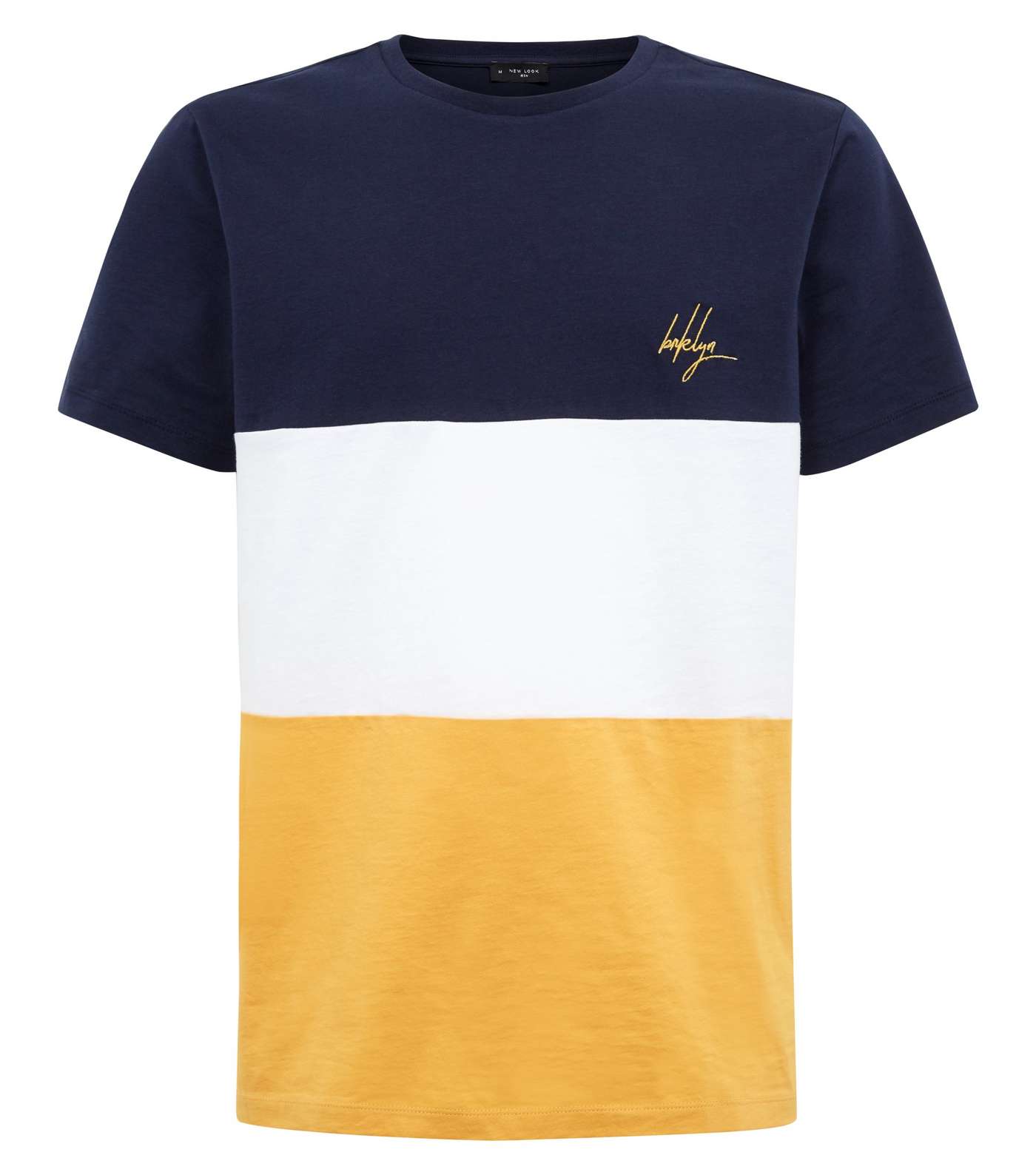 Yellow Colour Block Brooklyn Embroidered T-Shirt Image 4
