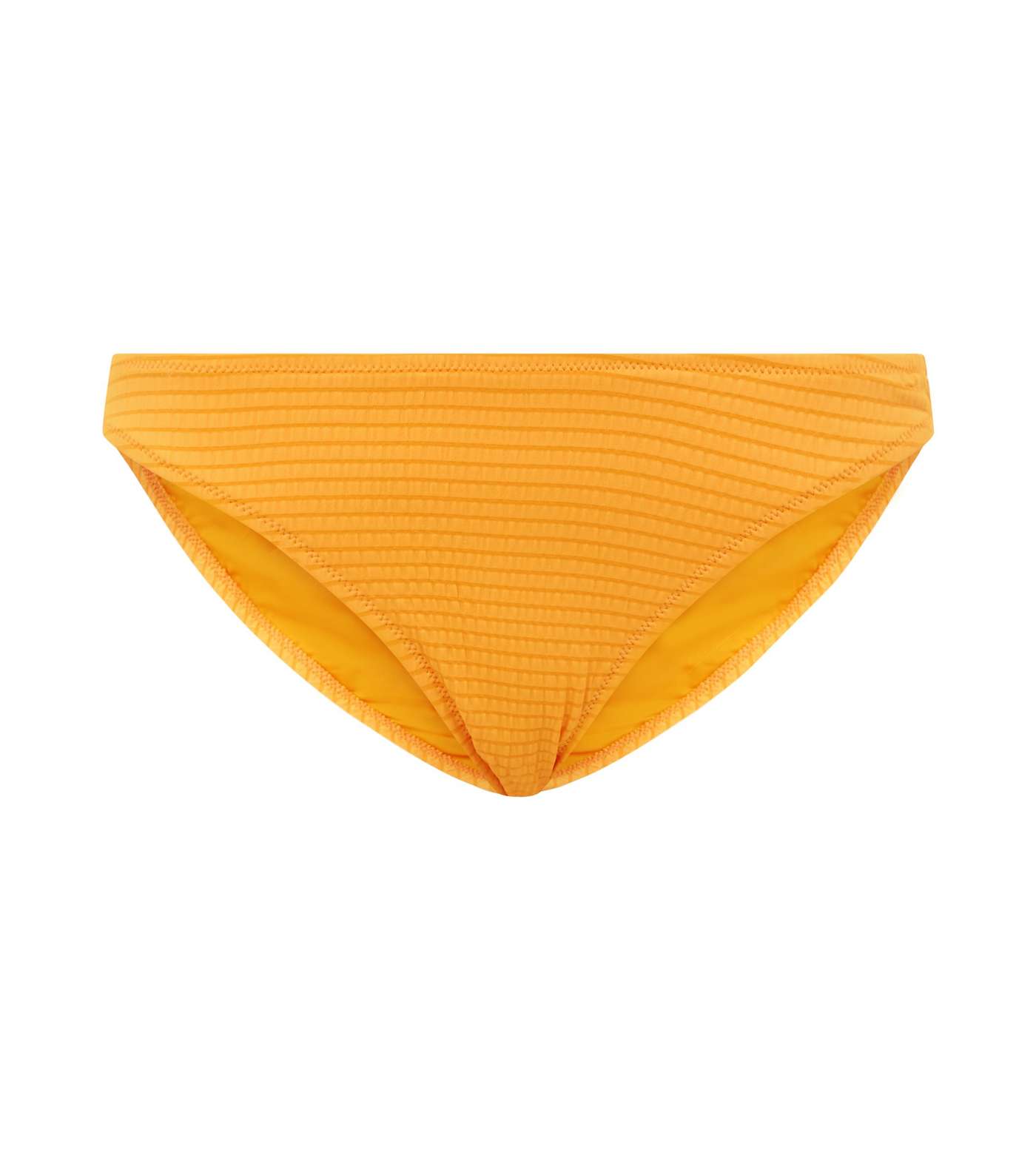 Yellow Textured Mid Rise Bikini Bottoms Image 4