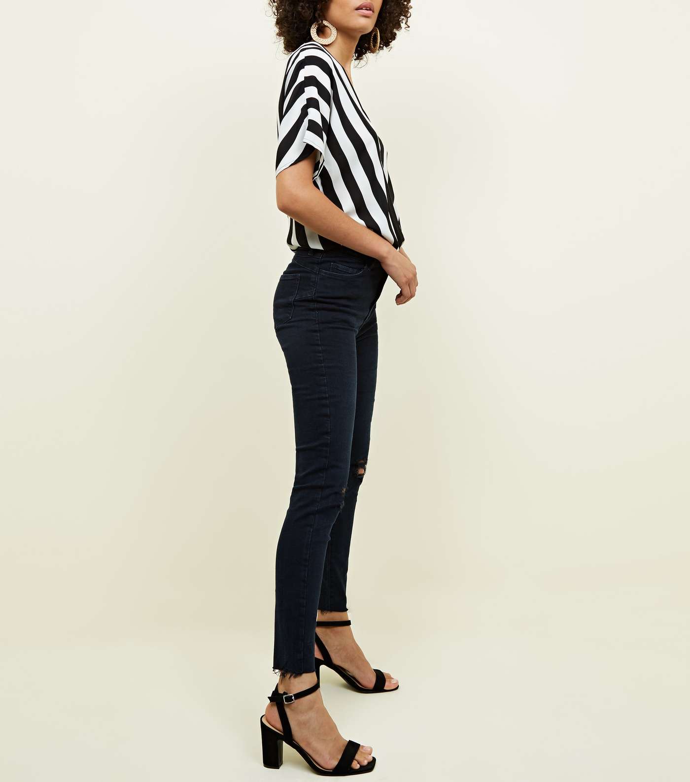 Navy Ripped Super Skinny 'Lift & Shape' Jeans Image 6