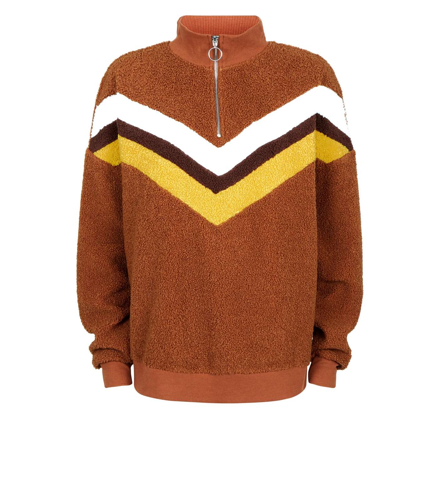 Brown Chevron Stripe Borg Sweatshirt Image 4