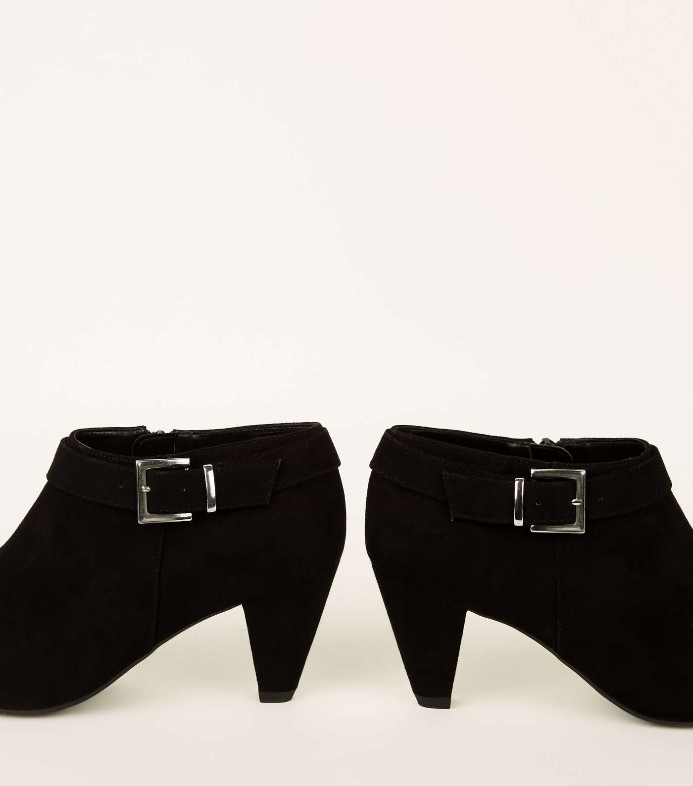 Girls Black Suedette Cone Heel Shoe Boots  Image 4
