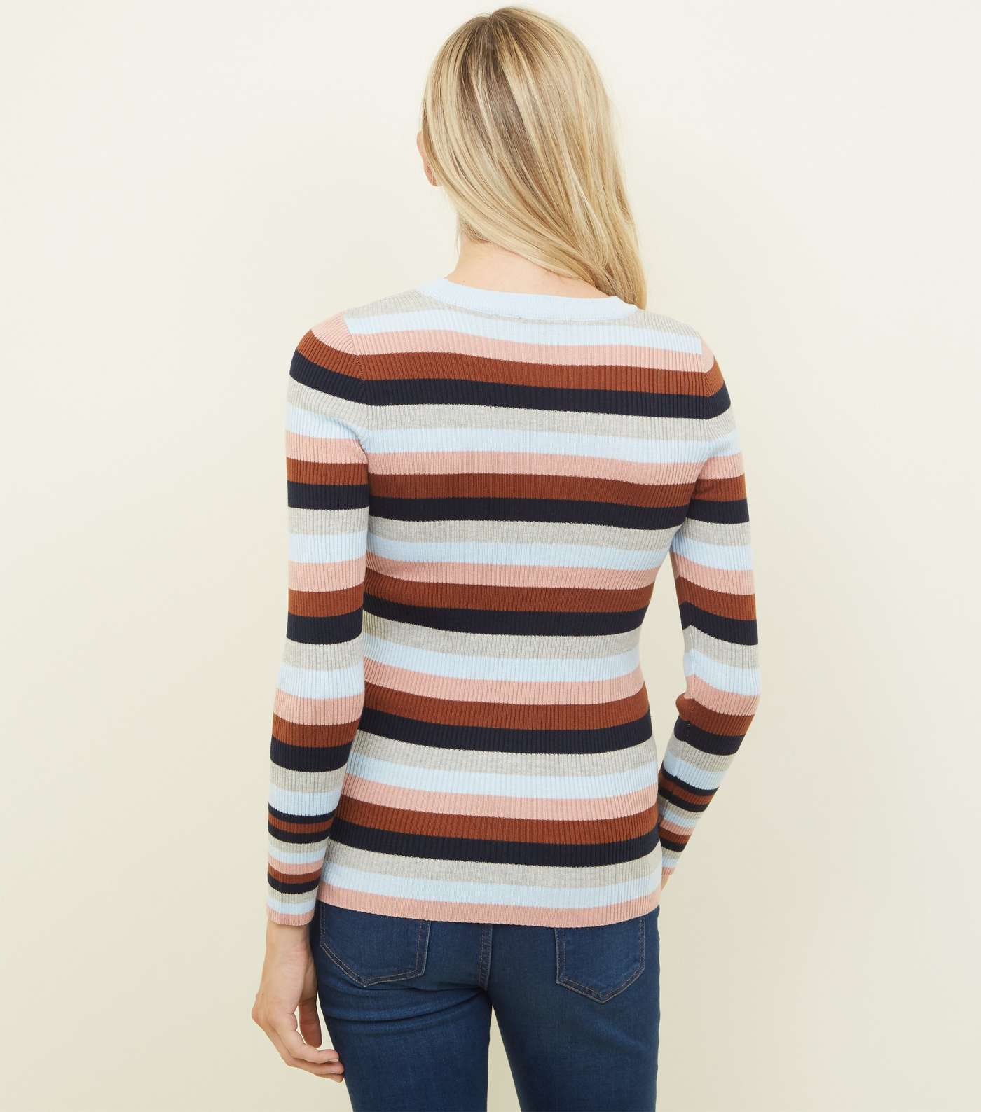 Maternity Multicoloured Stripe Fine Knit Jumper Image 3