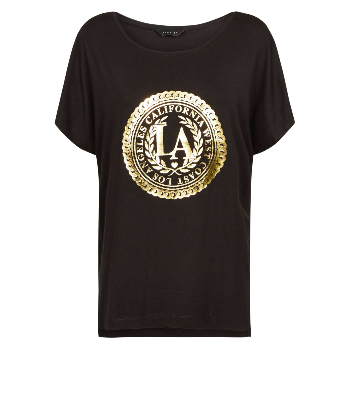 Black Metallic LA Crest Logo Oversized T-Shirt Image 4