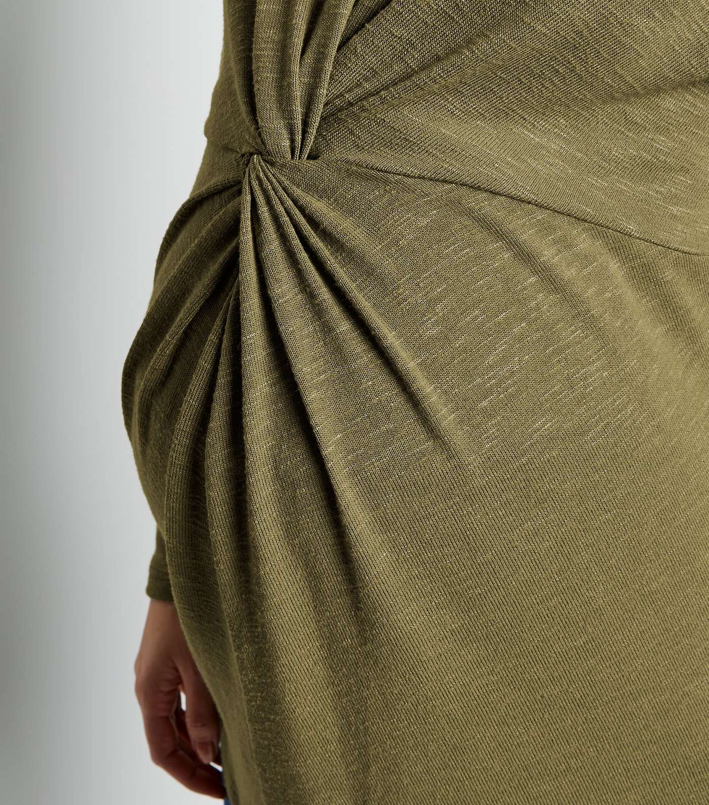 Maternity Olive Fine Knit Twist Front Top Image 5