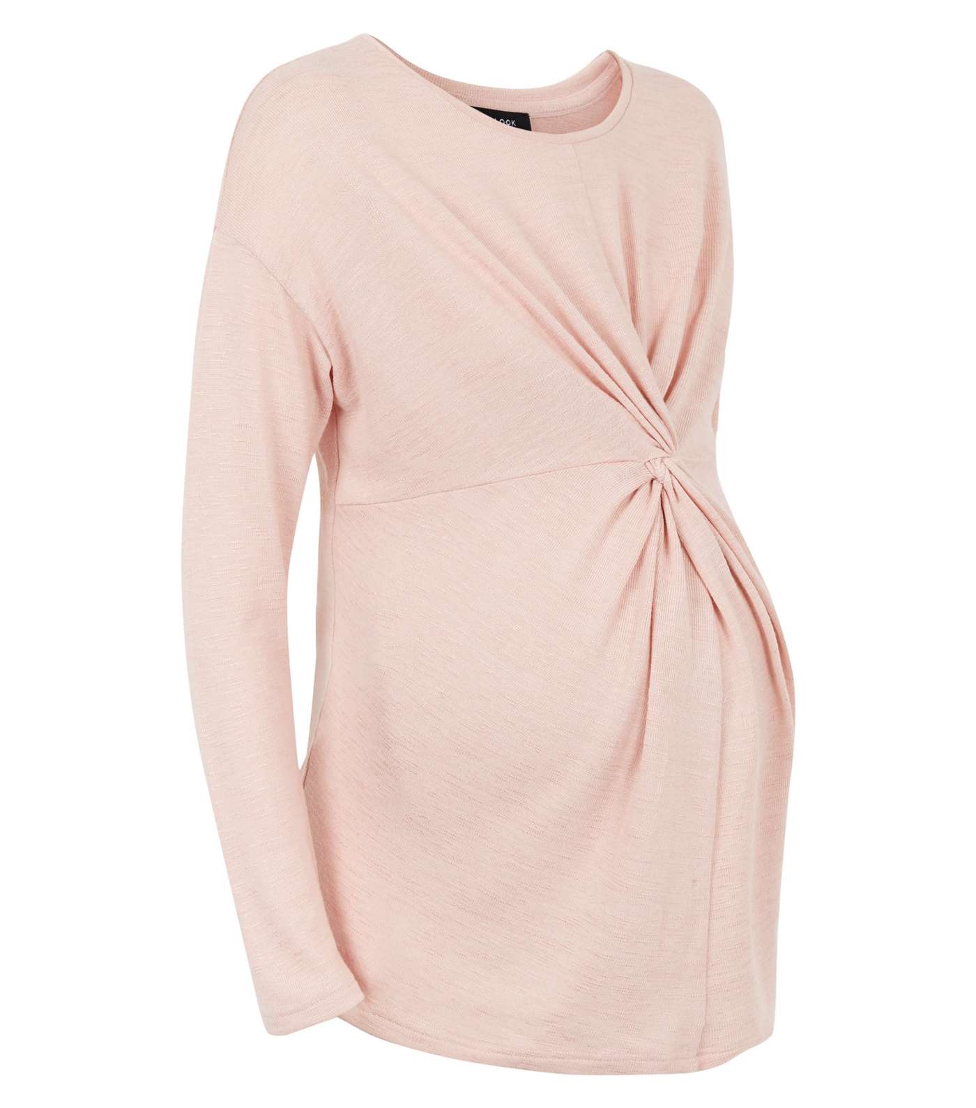 Maternity Pale Pink Fine Knit Twist Front Top Image 4