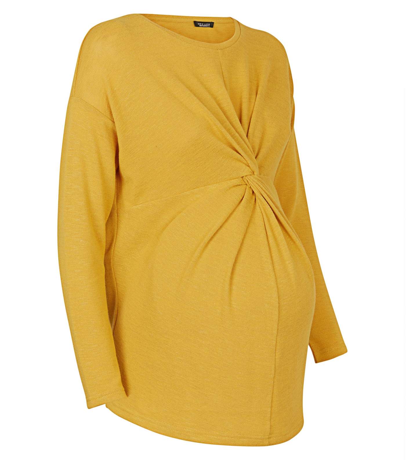 Maternity Yellow Fine Knit Twist Front Top Image 4
