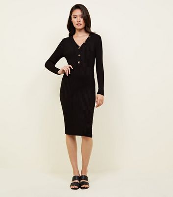 new look black ribbed dress