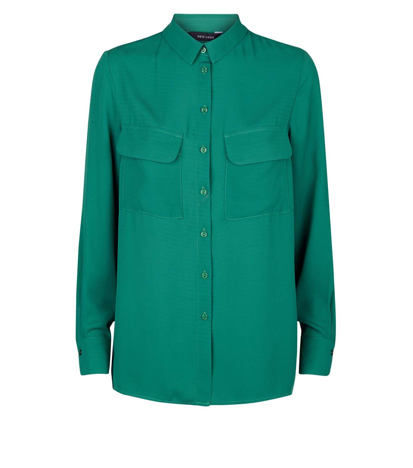 Green Pocket Front Crepe Shirt Image 4
