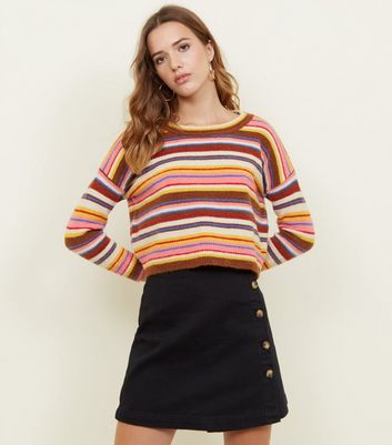 new look black denim mini skirt