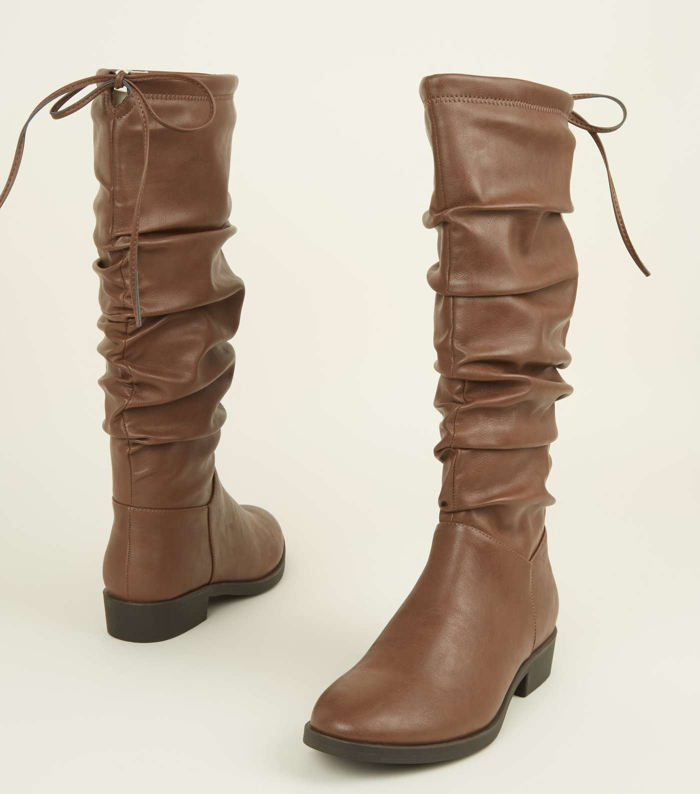 Tan Slouch Knee High Western Boots Image 4
