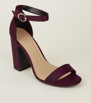 dark purple block heels