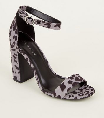 animal print block heel shoes