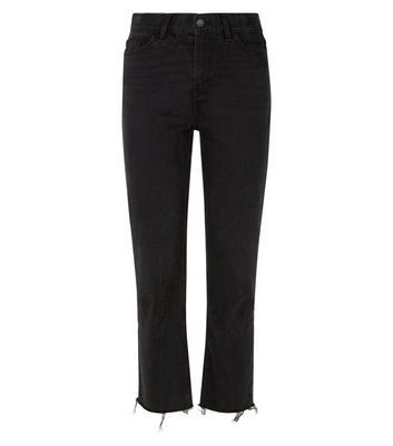 black straight leg cropped jeans