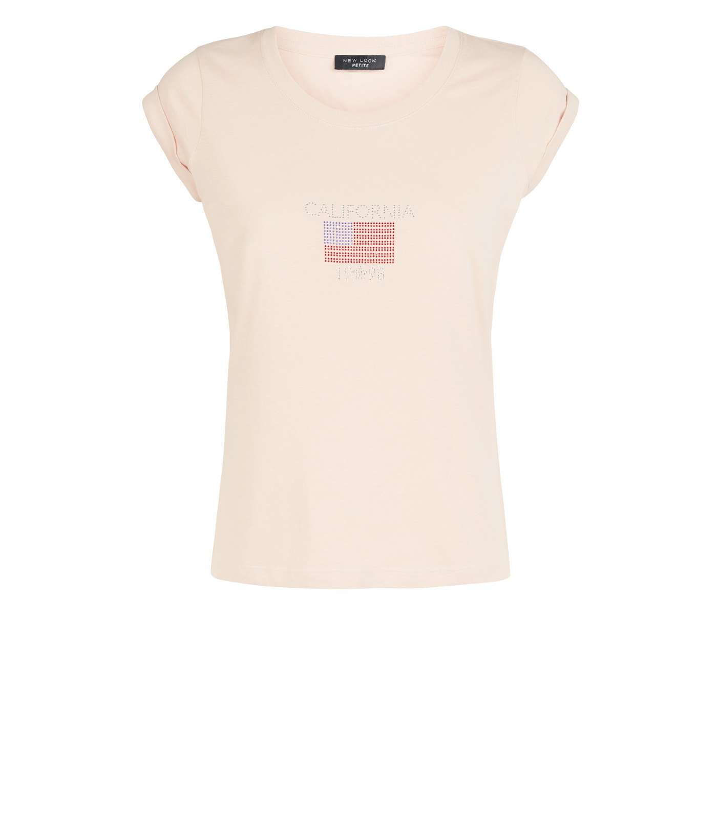 Petite Pale Pink California Flag Embellished T-Shirt Image 4